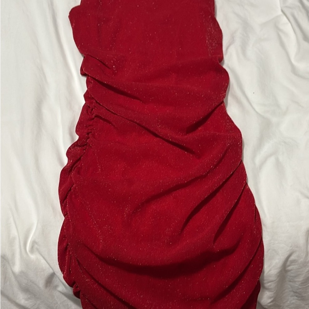 Elegant Red Ruched Dress